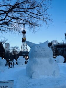 Pikachu snow sculpture sapporo snow festival